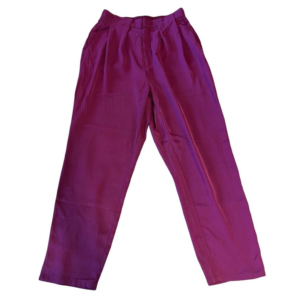 VICI Purple‎ Pleated Pants Womens Sz. Small Elastic Stretch Waist Purple Mauve